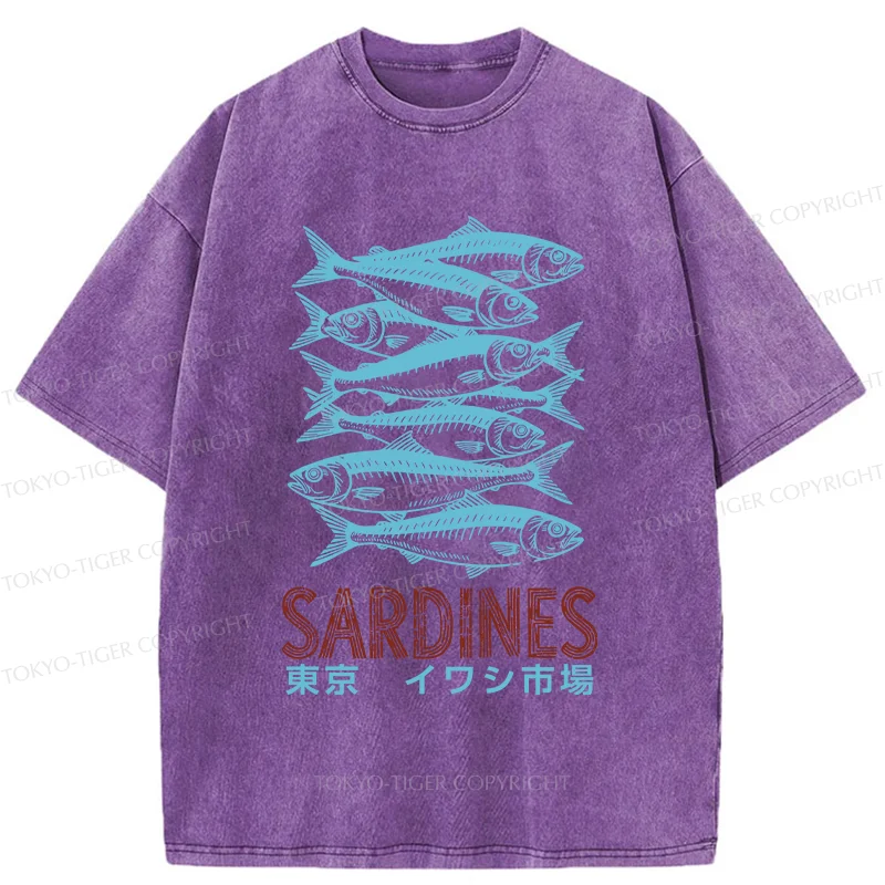 Tokyo-Tiger Vintage Sardines Market Washed T-Shirt