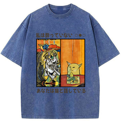 Tokyo-Tiger You're Talking To A Cat Washed T-Shirt