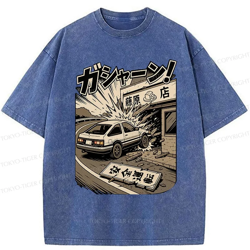 Tokyo-Tiger The Car That Collided Washed T-Shirt