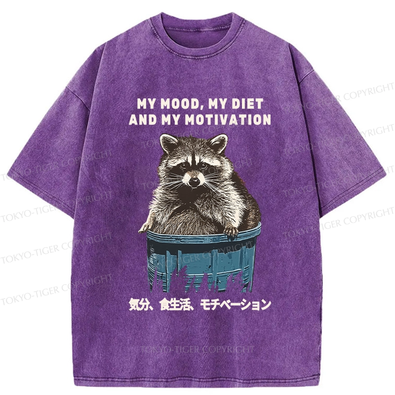 Tokyo-Tiger My Mood My Diet And My Motivation Washed T-Shirt