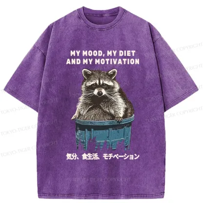 Tokyo-Tiger My Mood My Diet And My Motivation Washed T-Shirt