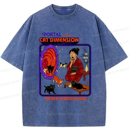 Tokyo-Tiger Portal To The Cat Dimension Washed T-Shirt