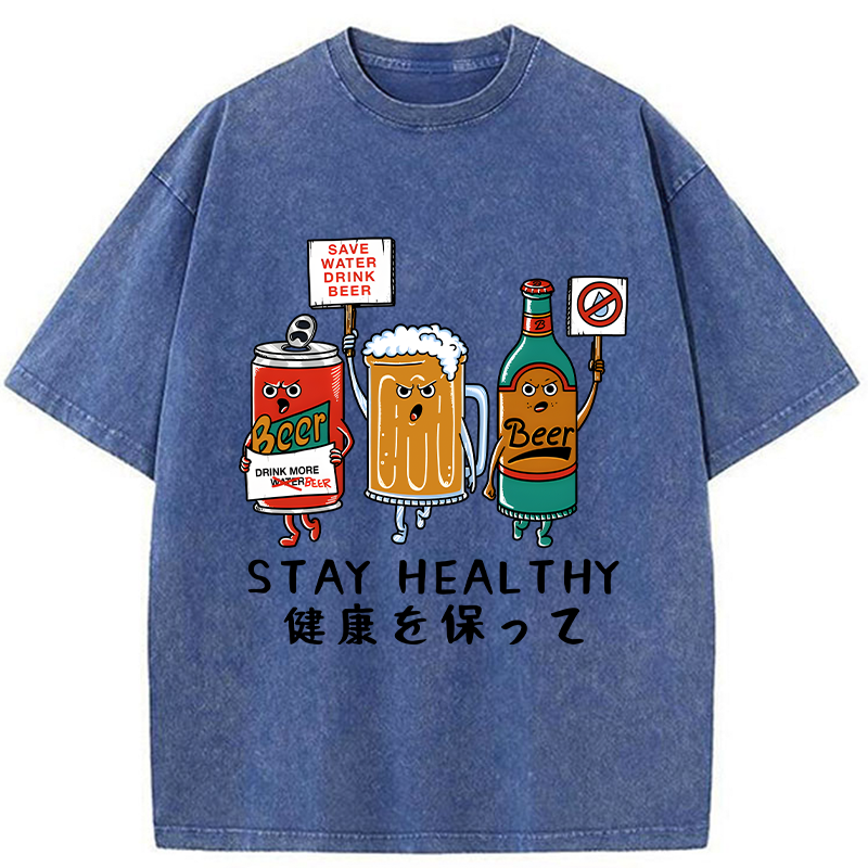Tokyo-Tiger Stay Healthy Washed T-Shirt