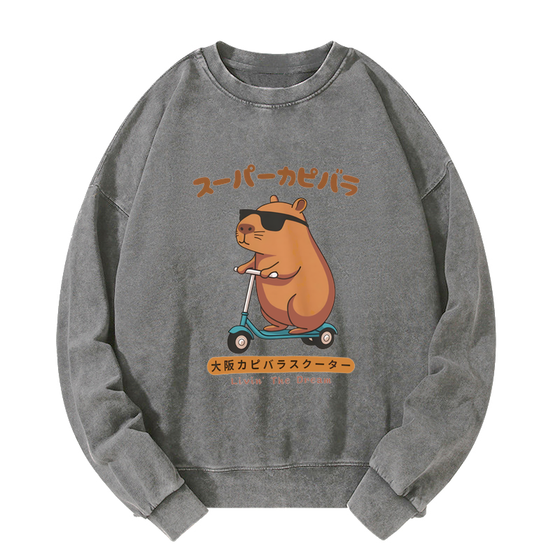 Tokyo-Tiger Osaka Capybara Scooter Washed Sweatshirt Sale