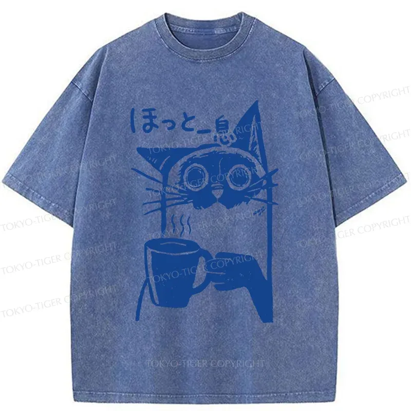 Tokyo-Tiger Resting Cat Washed T-Shirt