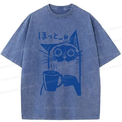 Tokyo-Tiger Resting Cat Washed T-Shirt