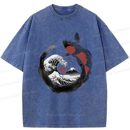 Tokyo-Tiger Retro Koi Enso Washed T-Shirt