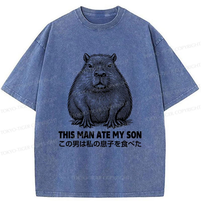 Tokyo-Tiger Sluggish Capybara Washed T-Shirt