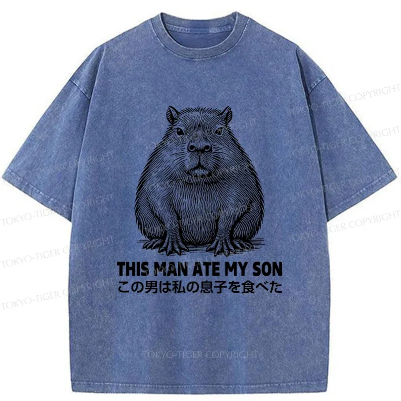 Tokyo-Tiger Sluggish Capybara Washed T-Shirt
