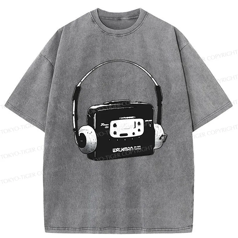 Tokyo-Tiger Retro Walkman Washed T-Shirt