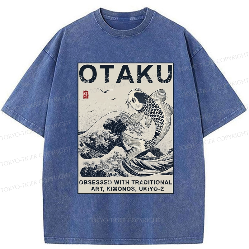 Tokyo-Tiger Otaku Traditional Ukiyo-E Washed T-Shirt