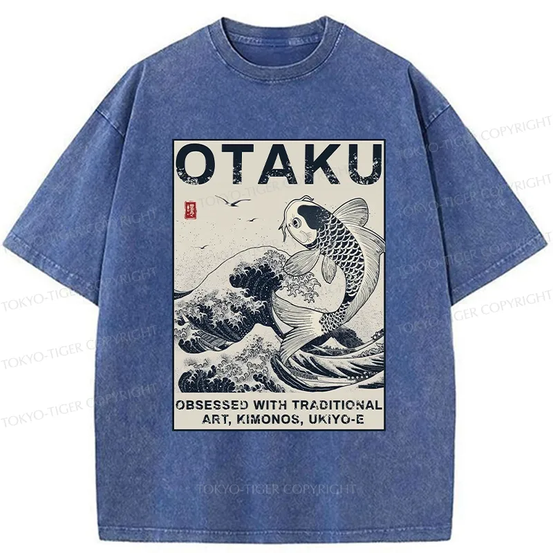 Tokyo-Tiger Otaku Traditional Ukiyo-E Washed T-Shirt