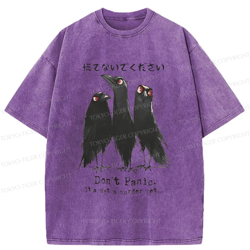 Tokyo-Tiger Funny Three Crows Washed T-Shirt