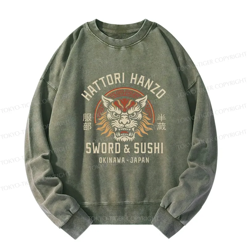 Tokyo-Tiger Hattori Lion Japanese Samurai Washed Sweatshirt