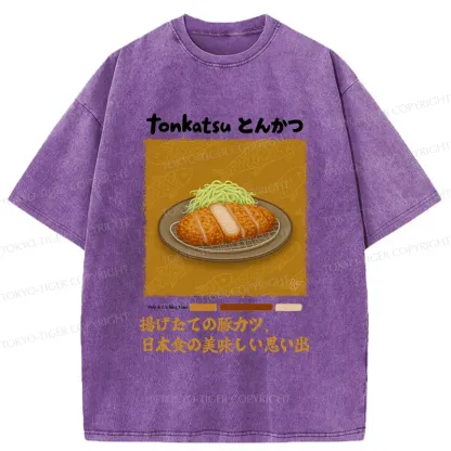 Tokyo-Tiger Delicious Fried Pork Cutlet Washed T-Shirt