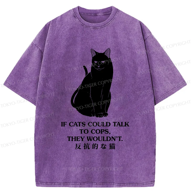 Tokyo-Tiger Rebellious Black Cat Washed T-Shirt