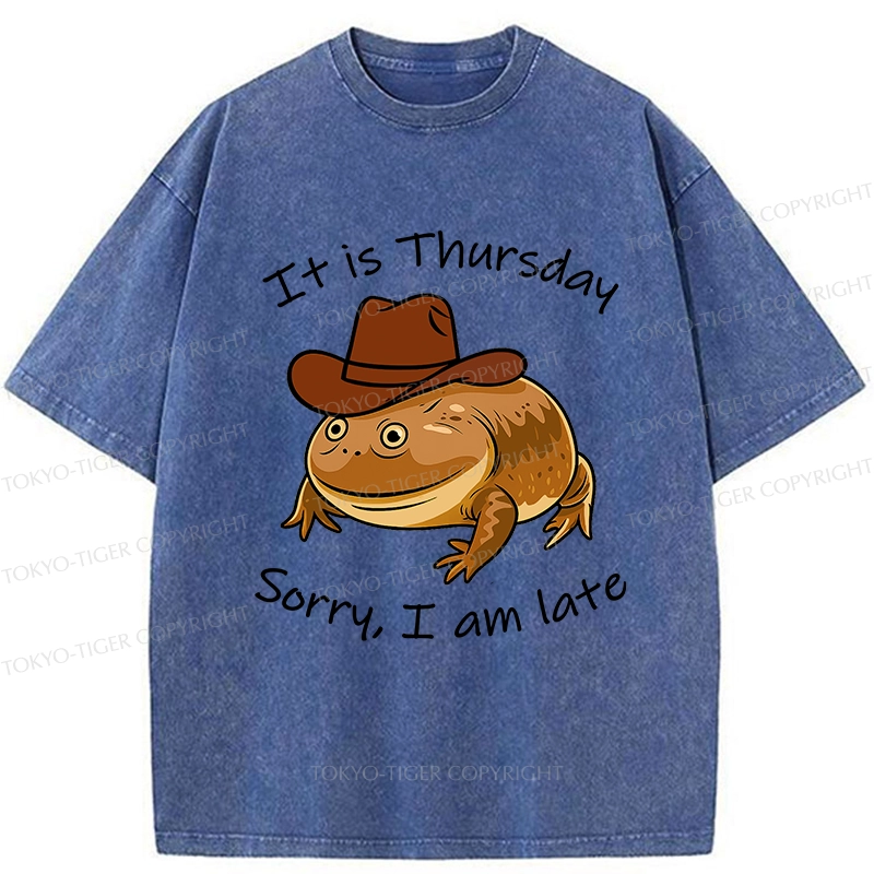 Tokyo-Tiger Funny Late Frog Washed T-Shirt