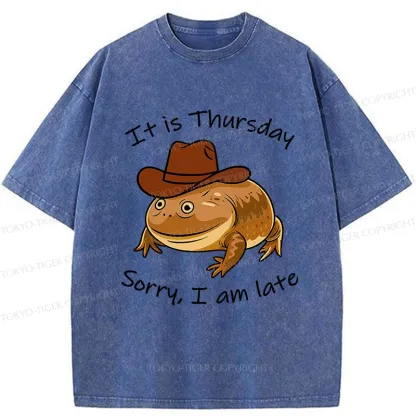 Tokyo-Tiger Funny Late Frog Washed T-Shirt