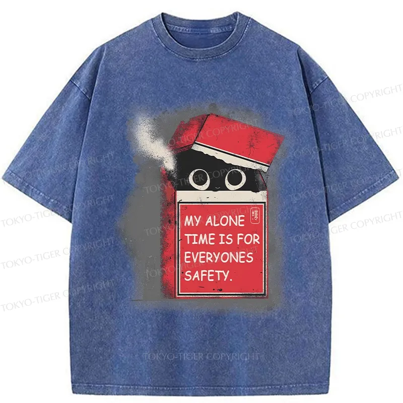 Tokyo-Tiger Funny Cat In A Cigarette Box Washed T-Shirt