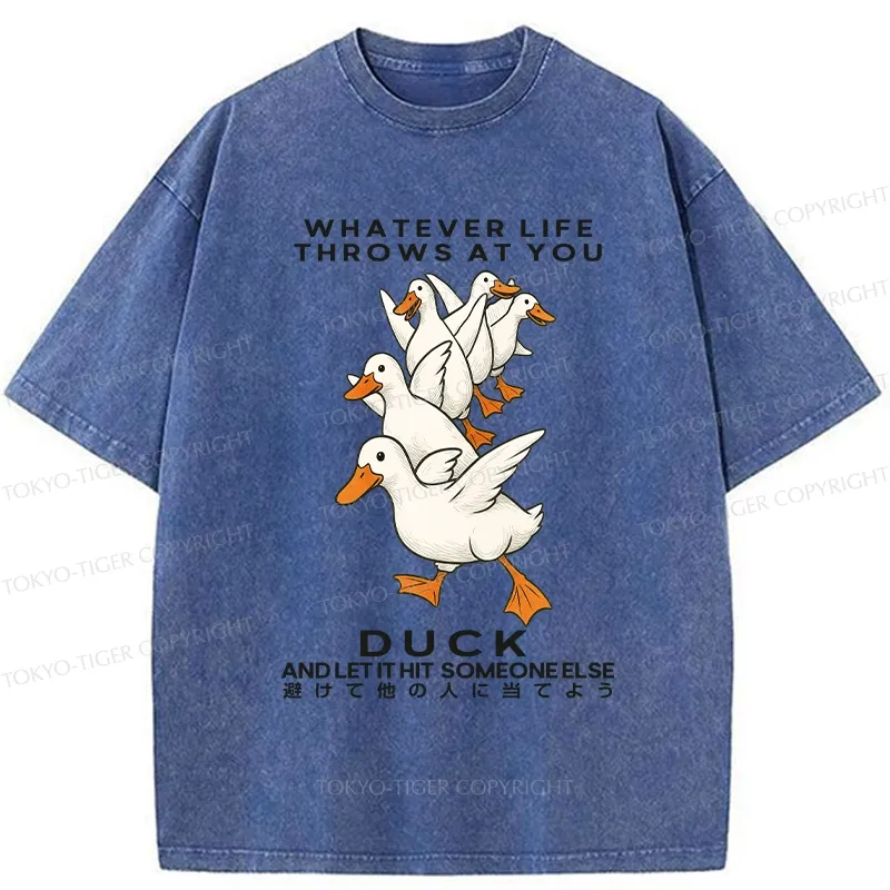 Tokyo-Tiger Funny Whatever Life Throws At You Washed T-Shirt