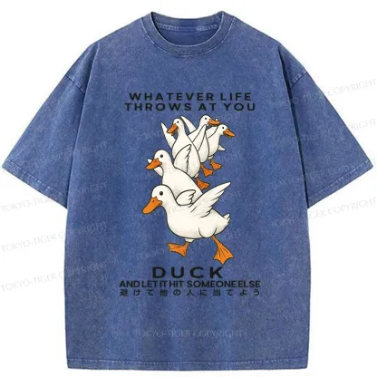 Tokyo-Tiger Funny Whatever Life Throws At You Washed T-Shirt