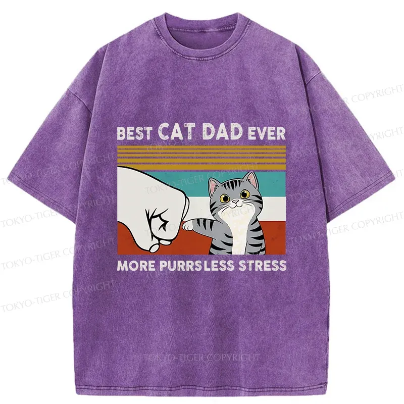 Tokyo-Tiger Funny Cat Dad Washed T-Shirt