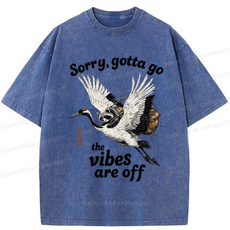 Tokyo-Tiger Raccoon Lying On The Red-Crowned Crane Washed T-Shirt