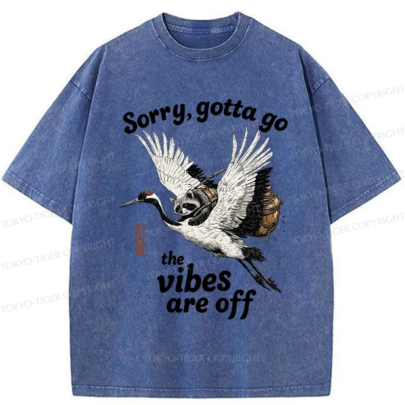 Tokyo-Tiger Raccoon Lying On The Red-Crowned Crane Washed T-Shirt
