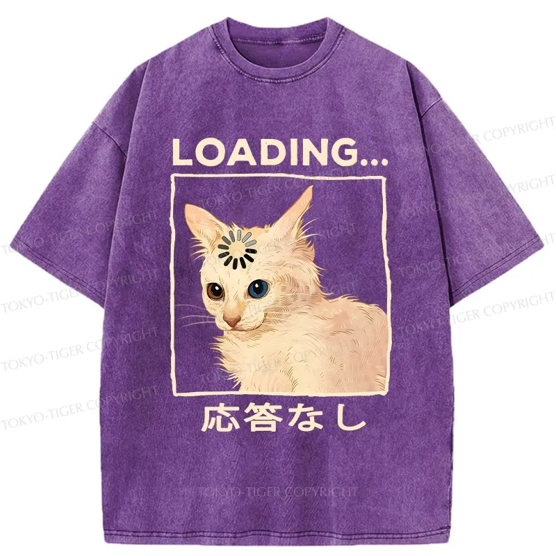 Tokyo-Tiger Funny Cat Loading Washed T-Shirt