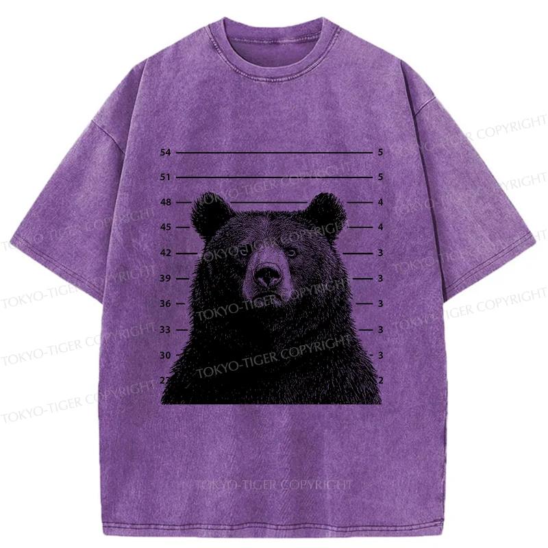 Tokyo-Tiger Arrested Bear Funny Washed T-Shirt