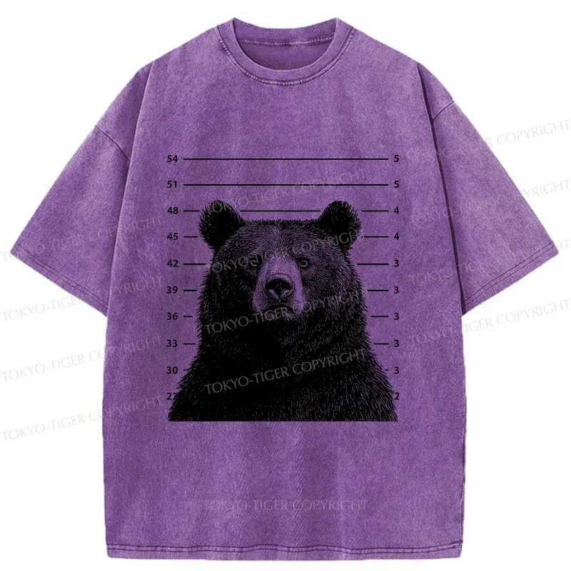 Tokyo-Tiger Arrested Bear Funny Washed T-Shirt