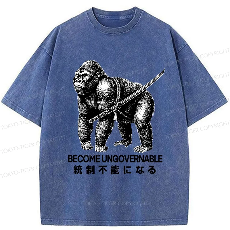 Tokyo-Tiger Gorilla Become Ungovernable Washed T-Shirt