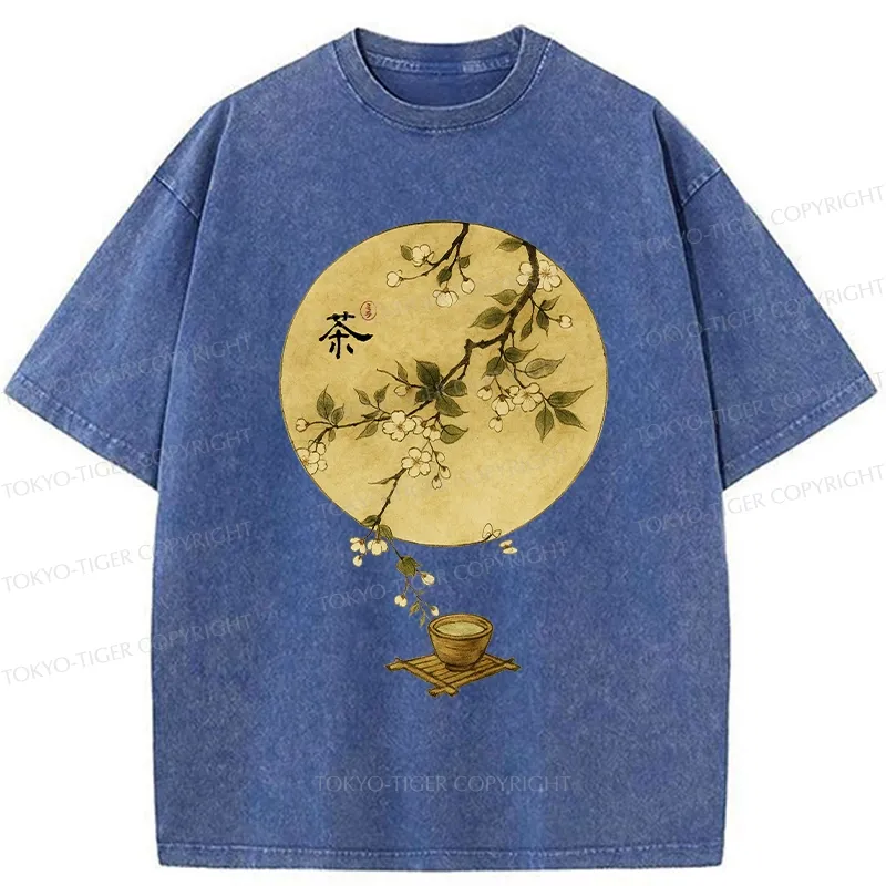Tokyo-Tiger Serene Tea Ceremony Washed T-Shirt