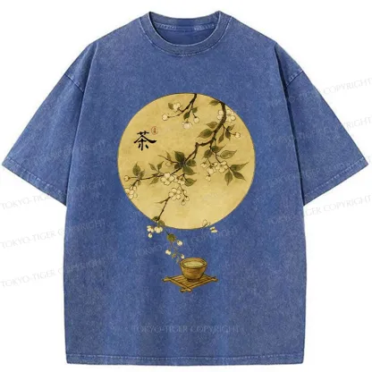 Tokyo-Tiger Serene Tea Ceremony Washed T-Shirt