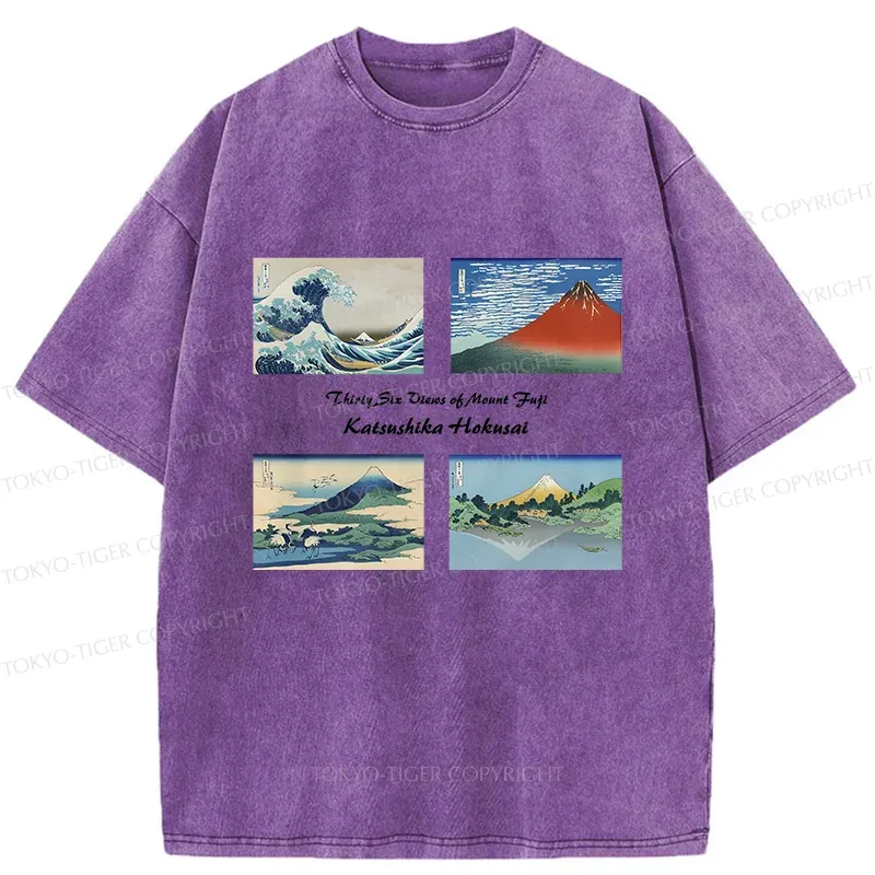 Tokyo-Tiger Japanese Famous Paintings Washed T-Shirt