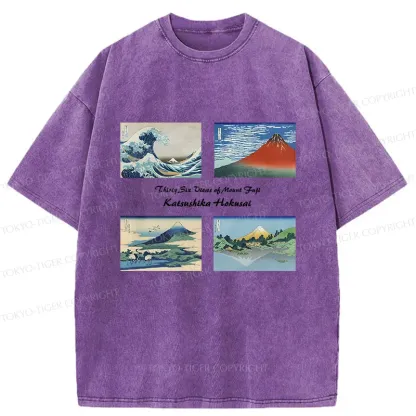 Tokyo-Tiger Japanese Famous Paintings Washed T-Shirt