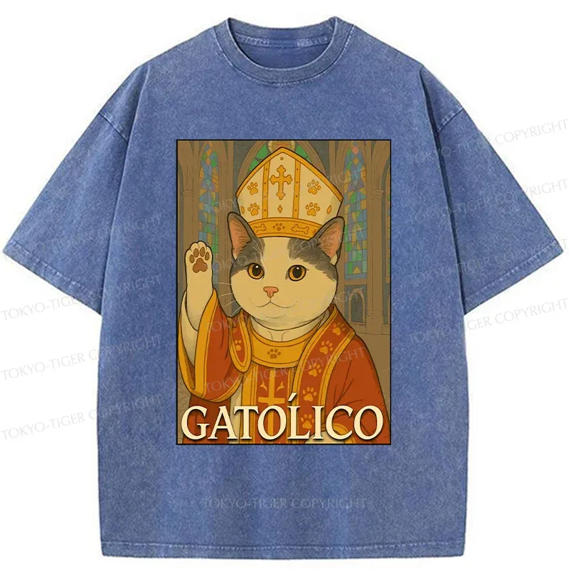 Tokyo-Tiger Pope Cat Washed T-Shirt