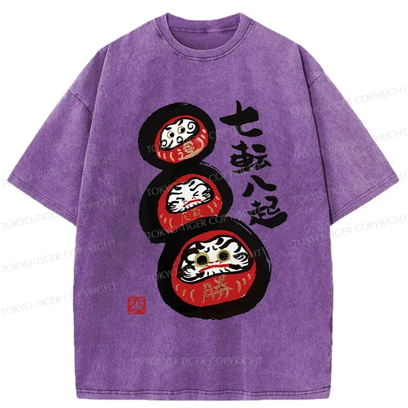 Tokyo-Tiger Funny Daruma Washed T-Shirt
