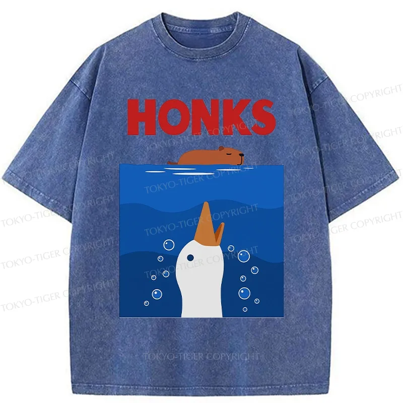 Tokyo-Tiger Funny Honks Goose Washed T-Shirt