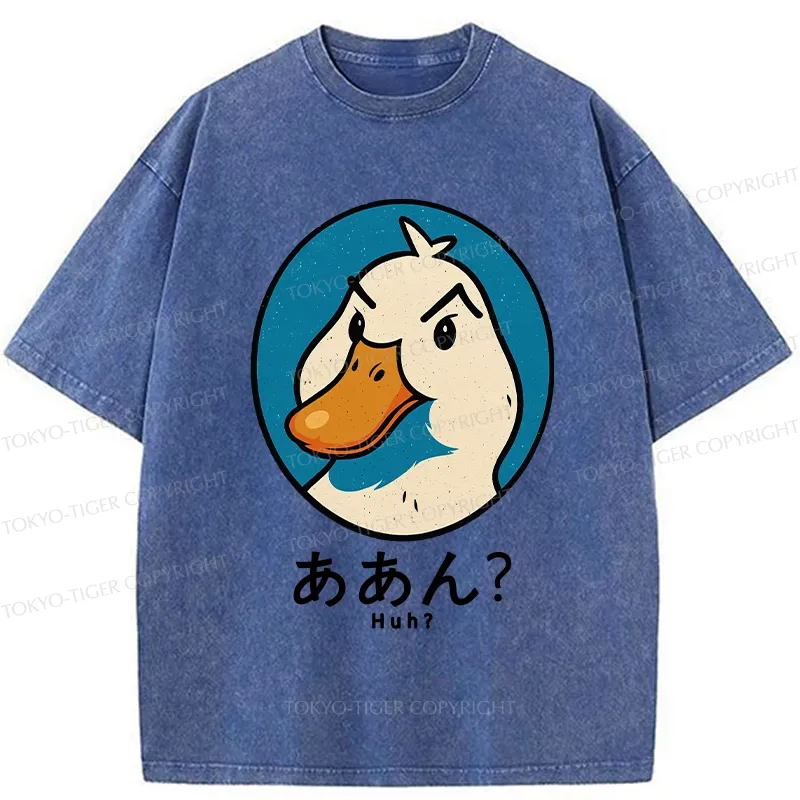 Tokyo-Tiger Funny Doubt Duck Washed T-Shirt
