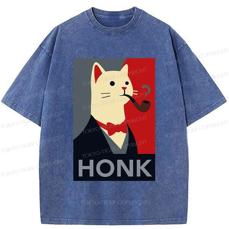 Tokyo-Tiger Funny Cat In A Suit Washed T-Shirt
