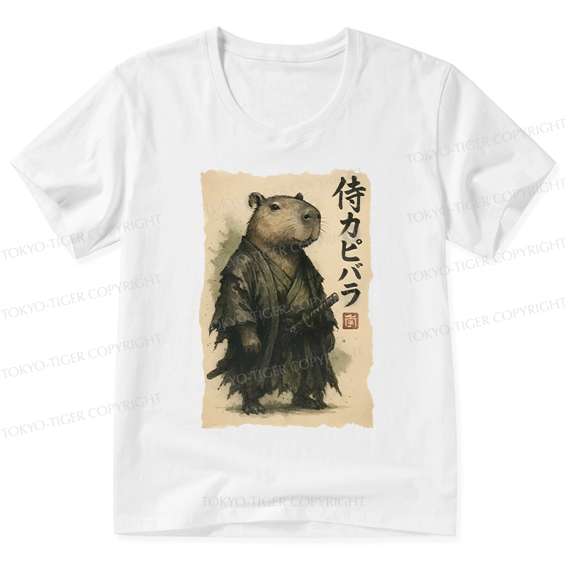 Tokyo-Tiger Capybara Samurai V-Neck Classic T-Shirt