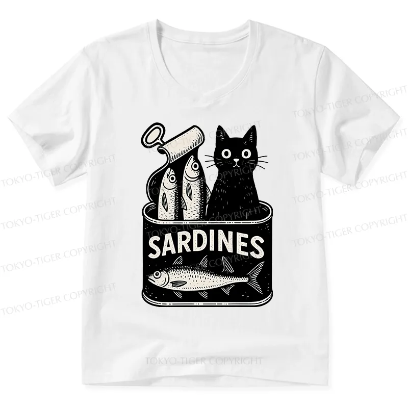 Tokyo-Tiger Cat And Canned Fish V-Neck Classic T-Shirt
