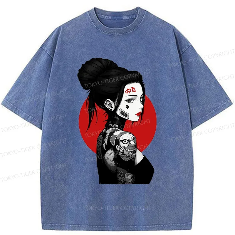 Tokyo-Tiger Mechanical Woman Washed T-Shirt