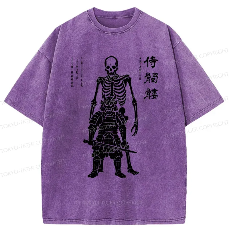 Tokyo-Tiger Skeleton Samurai Washed T-Shirt