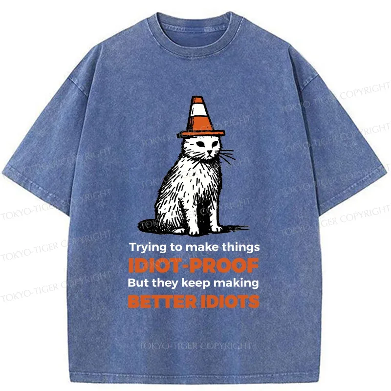 Tokyo-Tiger Stupid Cat Washed T-Shirt
