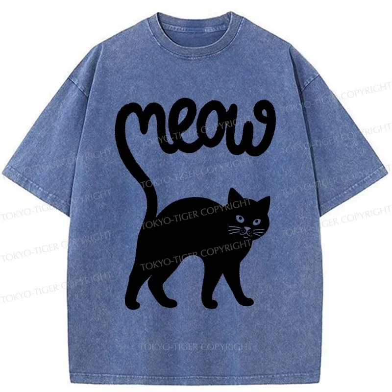 Tokyo-Tiger Funny Cat Tail Washed T-Shirt