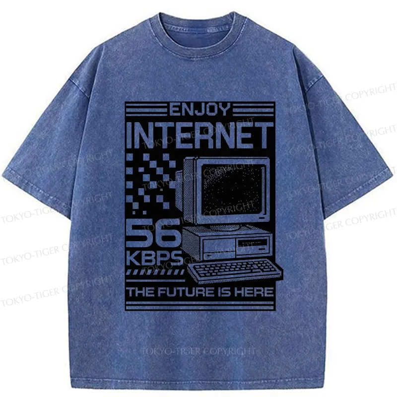 Tokyo-Tiger Enjoy The Internet Washed T-Shirt