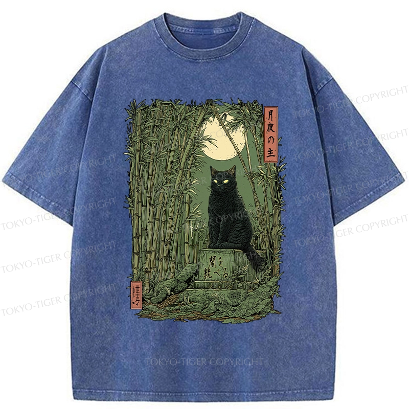 Tokyo-Tiger Black Cat In The Bamboo Forest Washed T-Shirt