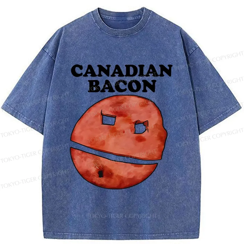 Tokyo-Tiger Funny Canadian Bacon Washed T-Shirt
